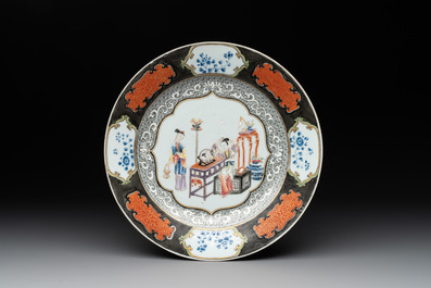 Six Chinese famille rose 'mandarin subject' wares, Qianlong
