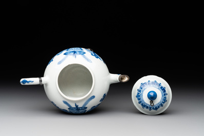A Chinese blue and white 'antiquities' teapot, Jiajing mark, Kangxi