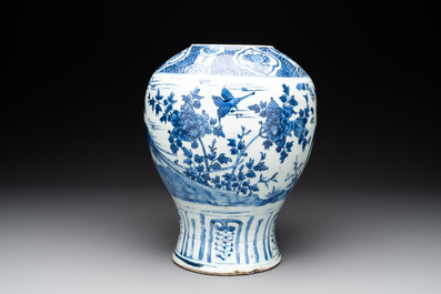 A Chinese blue and white 'birds among flowering branches' vase, Wanli