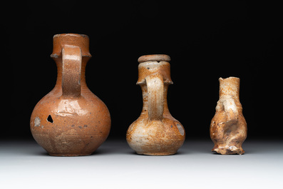 Nine German stoneware mugs and jugs, 13/16th C.
