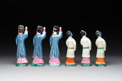 Six Chinese famille rose figures of merry ladies, Qianlong/Jiaqing