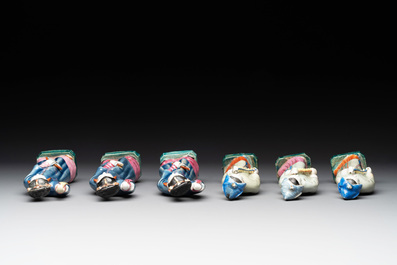 Six Chinese famille rose figures of merry ladies, Qianlong/Jiaqing