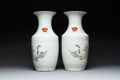 Four Chinese famille rose vases, a jardini&egrave;re and a jar, 19/20th C.