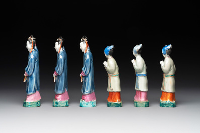 Six Chinese famille rose figures of merry ladies, Qianlong/Jiaqing
