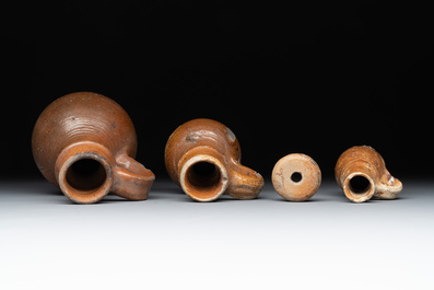 Nine German stoneware mugs and jugs, 13/16th C.