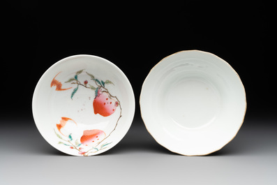 Two Chinese famille rose 'peach' and 'landscape' bowls, Tongzhi and Guangxu marks and of the period
