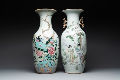 Four Chinese famille rose vases, a jardini&egrave;re and a jar, 19/20th C.