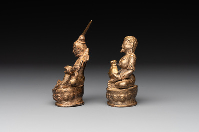 A Tibetan kapala and two Sino-Tibetan bronze figures, 19/20th C.