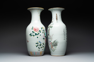 Four Chinese famille rose vases, a jardini&egrave;re and a jar, 19/20th C.