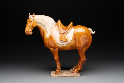 A Chinese sancai-glazed model of a horse, Tang