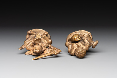 A Tibetan kapala and two Sino-Tibetan bronze figures, 19/20th C.