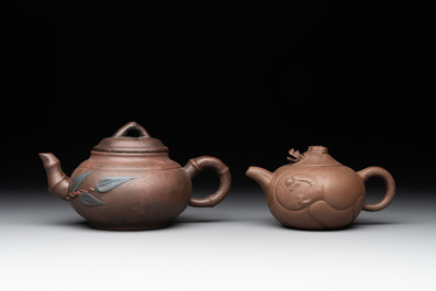 Five Chinese Yixing stoneware teapots, 19/20th C.