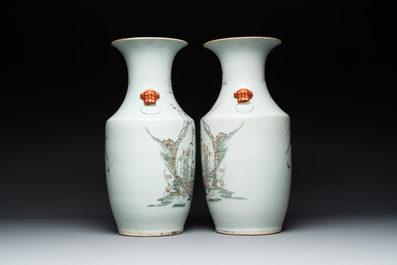 Four Chinese famille rose vases, a jardini&egrave;re and a jar, 19/20th C.
