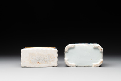 Six Chinese blue, white and famille rose wares, 18/19th C.