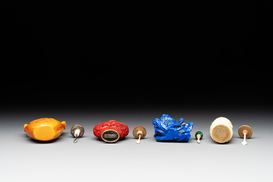 11 Chinese lacquer, carved stone and porcelain wares,  20th C.