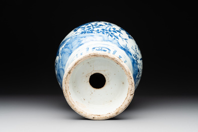 A Chinese blue and white 'birds among flowering branches' vase, Wanli