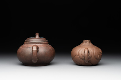 Five Chinese Yixing stoneware teapots, 19/20th C.