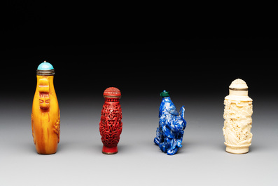 11 Chinese lacquer, carved stone and porcelain wares,  20th C.