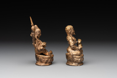 A Tibetan kapala and two Sino-Tibetan bronze figures, 19/20th C.