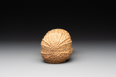 A Chinese celadon-glazed brush washer and a peanut nesting box, 20th C.