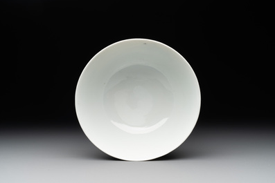 A fine Chinese qianjiang cai 'mountainous river landscape' bowl, signed Cheng Men 程門, Guangxu mark, dated 1887