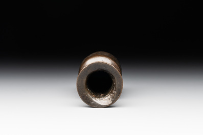 A small Chinese gold- and silver-inlaid bronze 'chilong' vase, late Ming