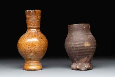 Nine German stoneware mugs and jugs, 13/16th C.