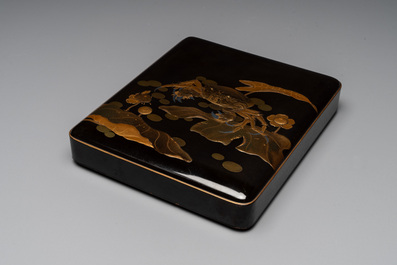 A Japanese lacquerware suzuribako or writing box depicting a crab, Meiji, 19th C.