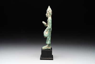 A bronze standing Buddha, Thailand, probably Mon Dvaravati period, 7/8th C.