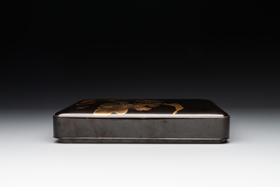 A Japanese lacquerware suzuribako or writing box depicting a crab, Meiji, 19th C.