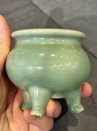 A Chinese Longquan celadon tripod censer, Song