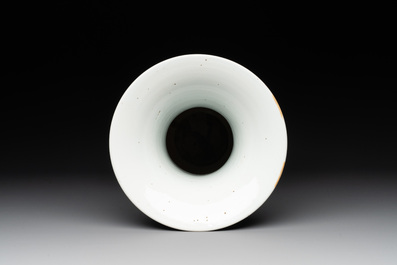 A Chinese blue and white 'landscape' 'yenyen' vase, Kangxi