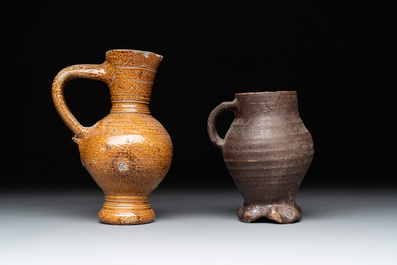 Nine German stoneware mugs and jugs, 13/16th C.