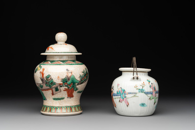 13 Chinese famille rose, verte and iron-red-decorated wares, Kangxi and later