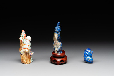 11 Chinese lacquer, carved stone and porcelain wares,  20th C.