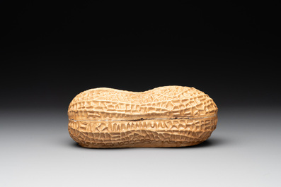 A Chinese celadon-glazed brush washer and a peanut nesting box, 20th C.