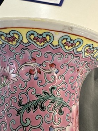 A pair of Chinese famille rose vases and two vases, Qianlong mark, 20th C.