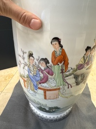 A pair of Chinese famille rose vases and two vases, Qianlong mark, 20th C.