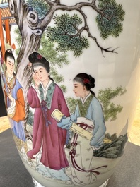 A pair of Chinese famille rose vases and two vases, Qianlong mark, 20th C.