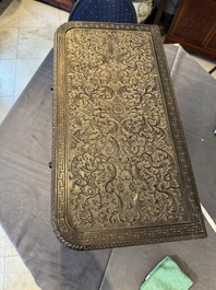 A Chinese zitan wood 'duo bao ge' cabinet of curiosities with carved floral design, 19th C.