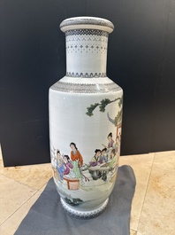 A pair of Chinese famille rose vases and two vases, Qianlong mark, 20th C.