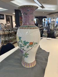 A pair of Chinese famille rose vases and two vases, Qianlong mark, 20th C.