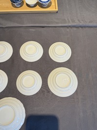 A collection of 32 pieces Chinese blue and white cups, saucers and covers with floral design, Qianlong