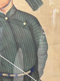 Chinese school: 'Manchu archer', ink and colour on silk, 18/19th C.