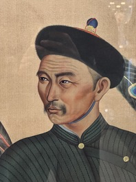 Chinese school: 'Manchu archer', ink and colour on silk, 18/19th C.