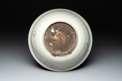 Three Chinese blue and white Swatow dishes, Ming