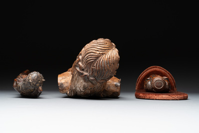 Two carved wooden Corpi Christi and a figure of a monk, Spain and Goa, 16th C.
