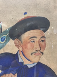 Chinese school: 'Manchu archer', ink and colour on silk, 18/19th C.
