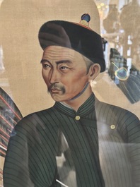 Chinese school: 'Manchu archer', ink and colour on silk, 18/19th C.