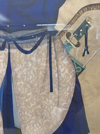 Chinese school: 'Manchu archer', ink and colour on silk, 18/19th C.